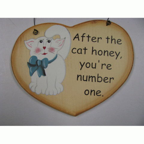 Wood cat Heart WD286 - After the cat honey you're number one