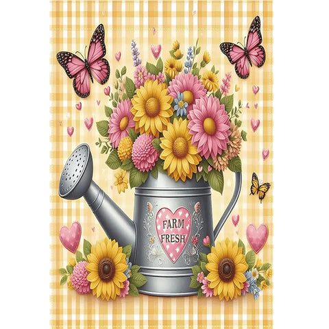 AN1782502  Farm Fresh Watering Can Brimming with Sunflowers And Daisies