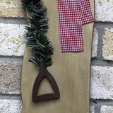 30027034  Snowman Decoration with Metal Shovel, greenery and Scarf
