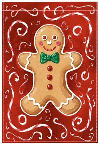 GX8177170  Double-Sided Gingerbread Man Garden Flag with Red & Snowflake