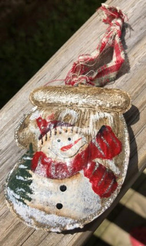 65214 Snomwan Metal Stocking with Red Scarf
