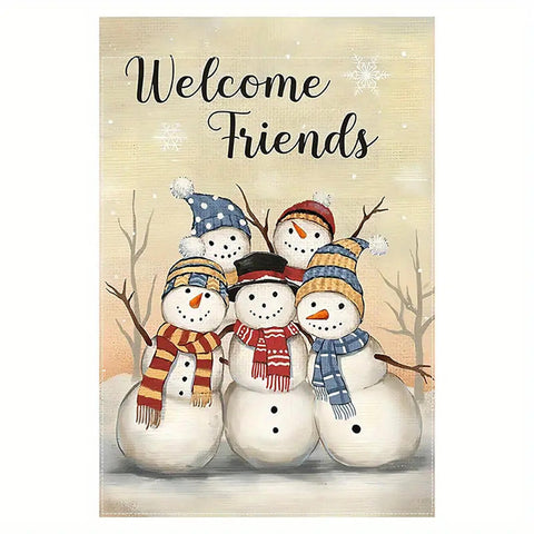 TL194160 Welcome Friends Snowman Christmas Garden Flag - Double-Sided