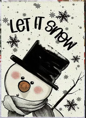 YE7604565 Let It Snow snowman Garden Flag, double sided burlap