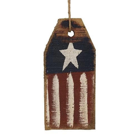G22225 Rustic wood American Flag Tag