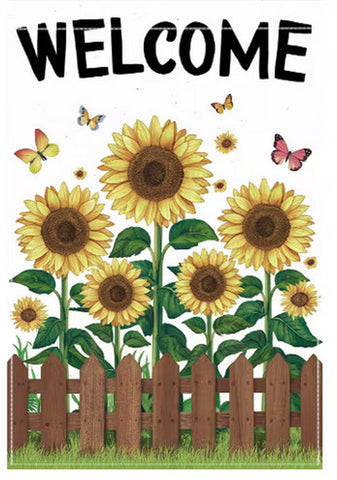 LR7475433 Sunflower Yellow Color Garden Flag, Welcome Design, Double-Sided