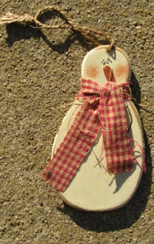 C345R - Snowman Red Scarf wood snowman ornament