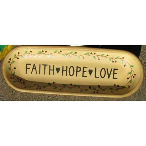 XP-2A Faith Hope Love Wood Oval Plate