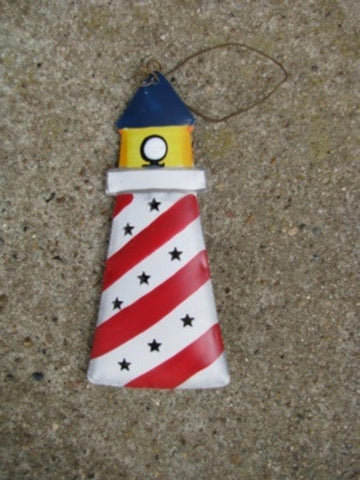 or348-Lighthouse Metal Christmas Ornament