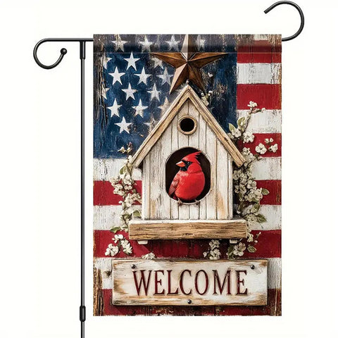 XK4194722 Patriotic American Flag Birdhouse Garden Yard Decoration