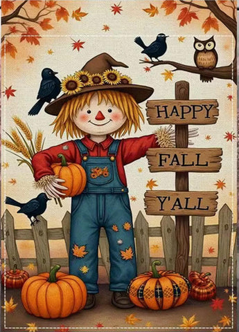Dual-Sided Halloween & Fall Garden Flag  Happy Fall Y'all
