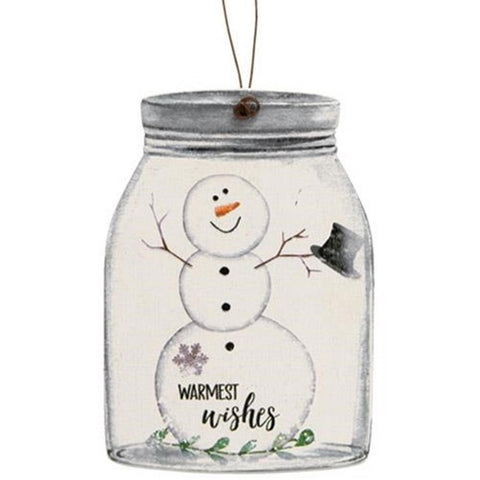Happy Snowman Mason Jar Ornament