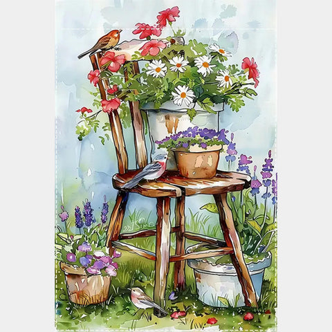 NF780797 Vibrant Spring/Summer Bird & Flowers Garden Flag - Durable Polyester