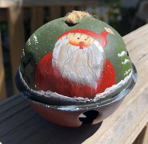 63066SG - Santa Bell Ornament Green Ball