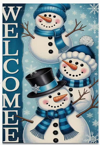 KX6703505 Winter Wonderland Snowman Welcome Banner - with Cheerful Snowmen