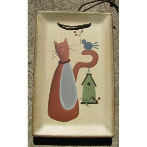 31720C - Cat Birdhouse Wood Plate