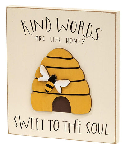 38373 Kind Words Beehive Block Sign