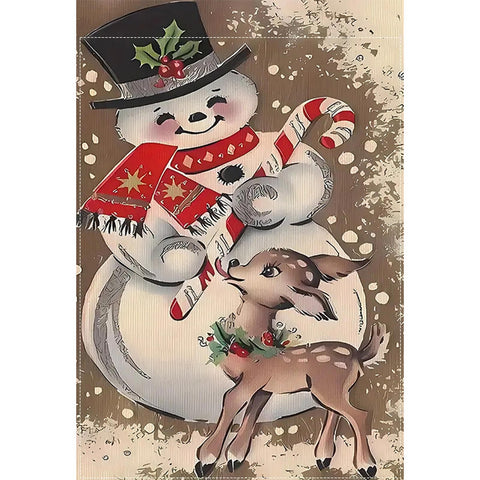 ML211036 Snowman and Deer Christmas double sided polyester garden flag