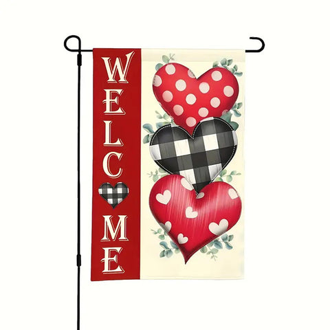 LN4613160 Love Heart Garden Flag,  Welcome double sided