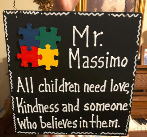 Autism Puzzle Sign Teacher Gift - All kids need a little help a little hope and