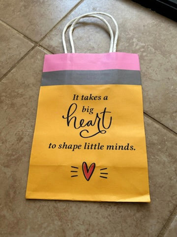 Teacher Appreciation Gift Bag Kraft Paper It takes a big heart to shape little