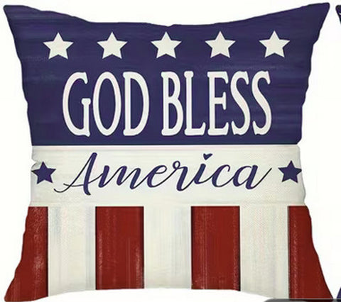 WD4108271 God Bless America Throw Pillow Cover (NO INSERT)