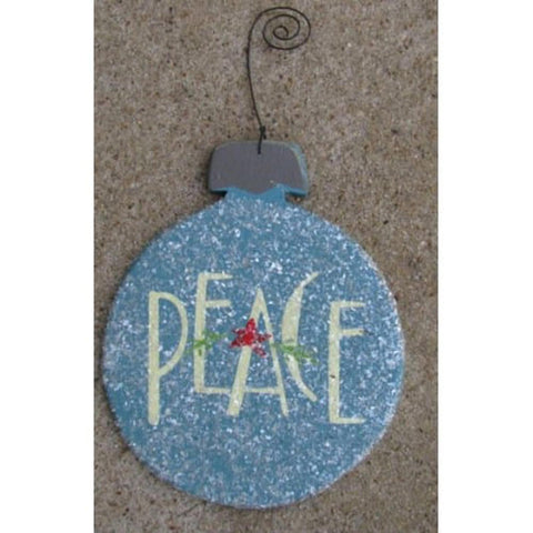 HO5151-Peace Aqua wood Ball wood  Christmas Ornament