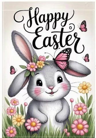 DL6136254 Happy Easter Bunny Garden Flag - Double-Sided with Cute Bunny