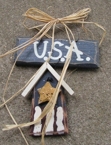 Patriotic 713U - USA Hanging Birdhouse Wood